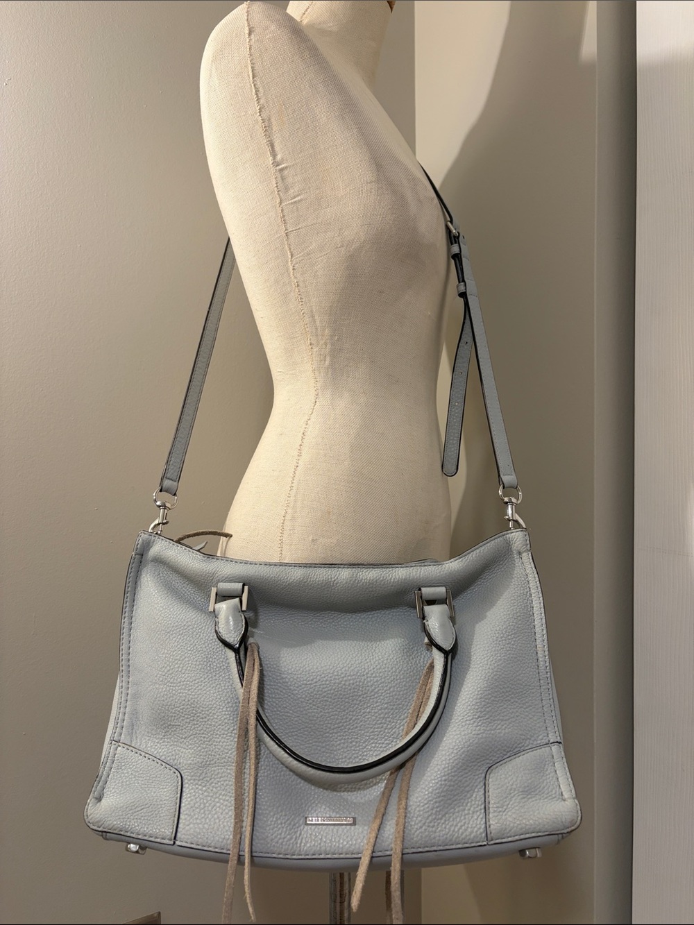 Rebecca Minkoff Light Blue Pebbled Leather Mini MAB Satchel Crossbody Bag